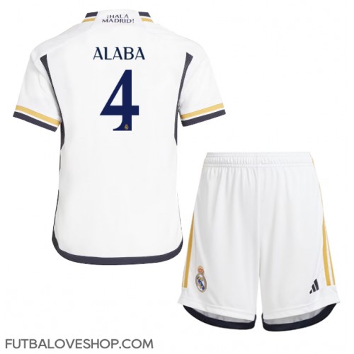 Dres Real Madrid David Alaba #4 Domáci pre deti 2023-24 Krátky Rukáv (+ trenírky)
